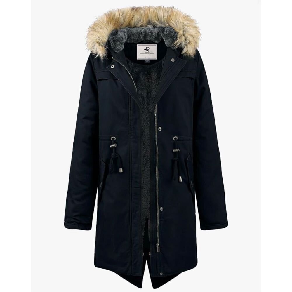 Uoiuxc Women's Hooded Winter Coat Warm Fleeced Lined Parka Long Jackets